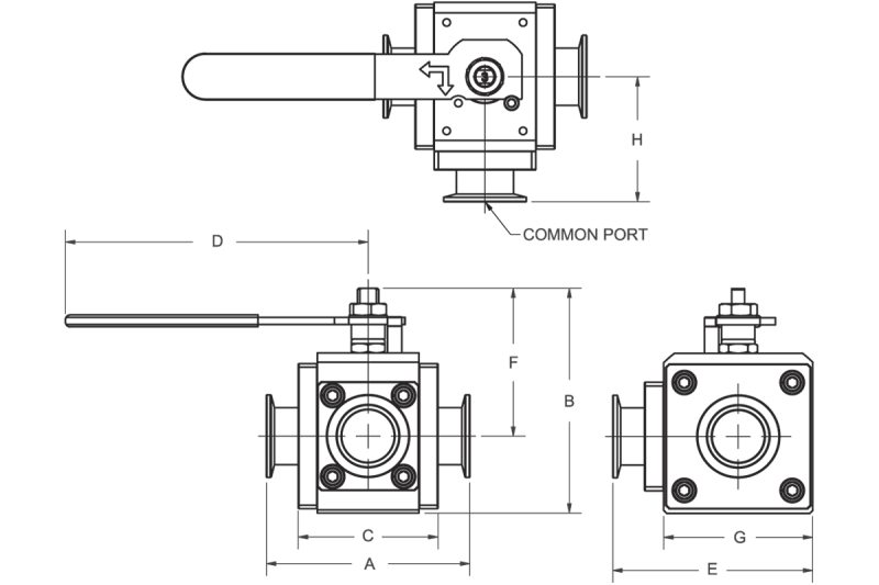 2 & 3 Way High Vacuum Vacuum Ball Valves