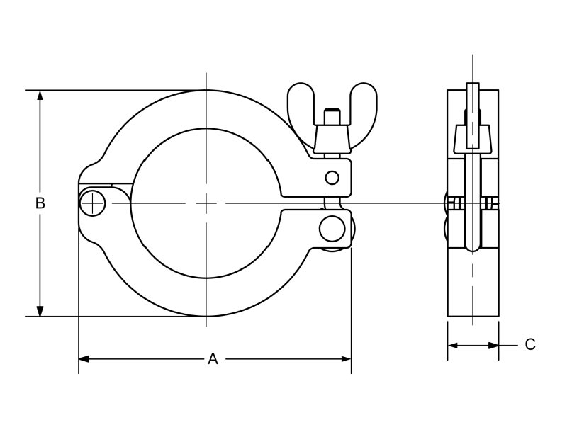 100312905 Wing Nut Flange Clamp