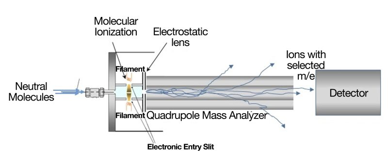 Functional components of a quadrupole mass spectrometer