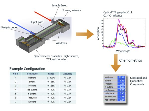 Light Absorption Spectroscopy with Advanced Spectral Decomposition Algorithm