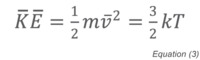 Average kinetic energy of a molecule related to the absolute temperature (equation)